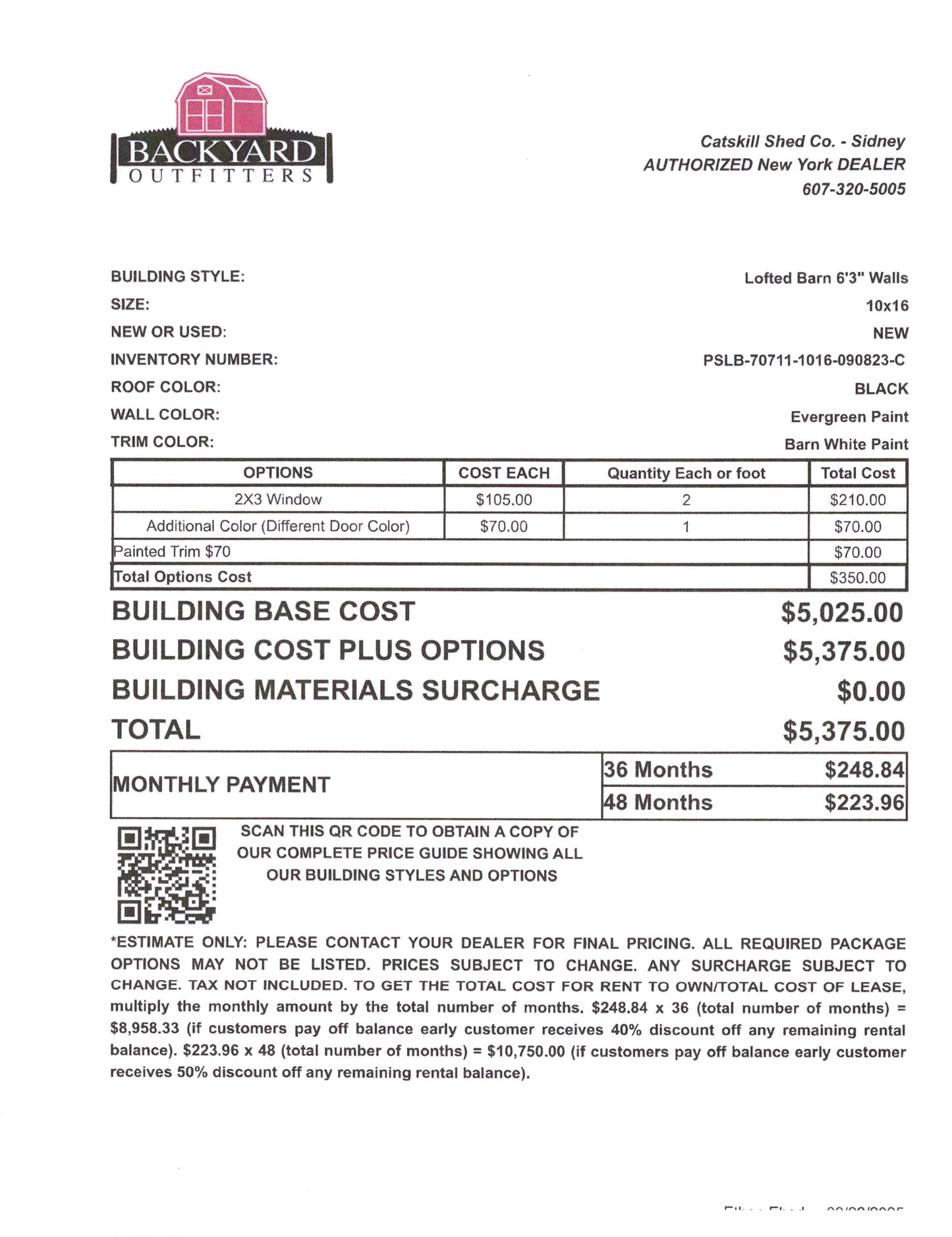 10x16 Side Lofted Barn 70711