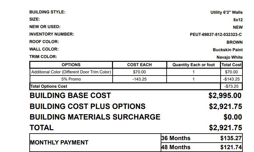 8x12 Utility Economy 69837