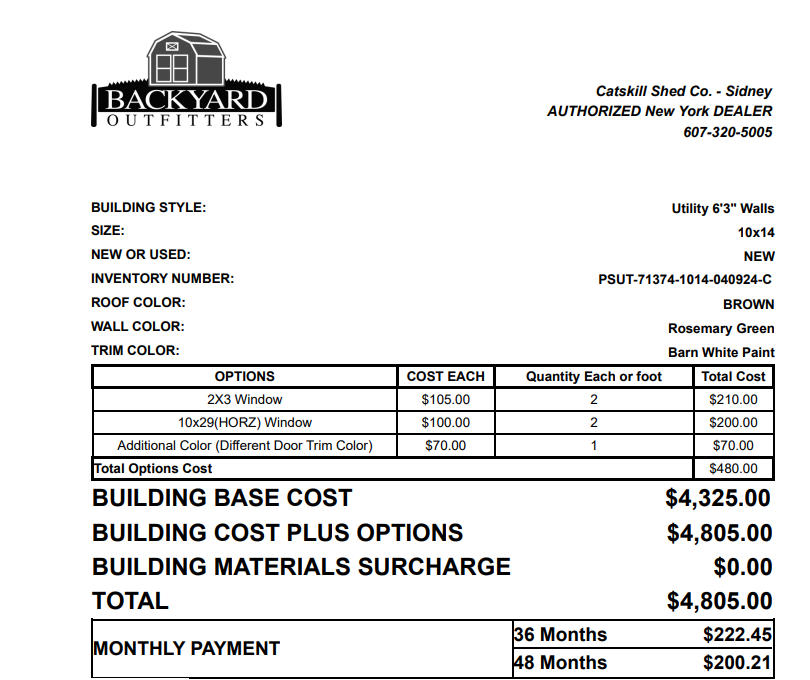 10x14 Utility Shed 71374