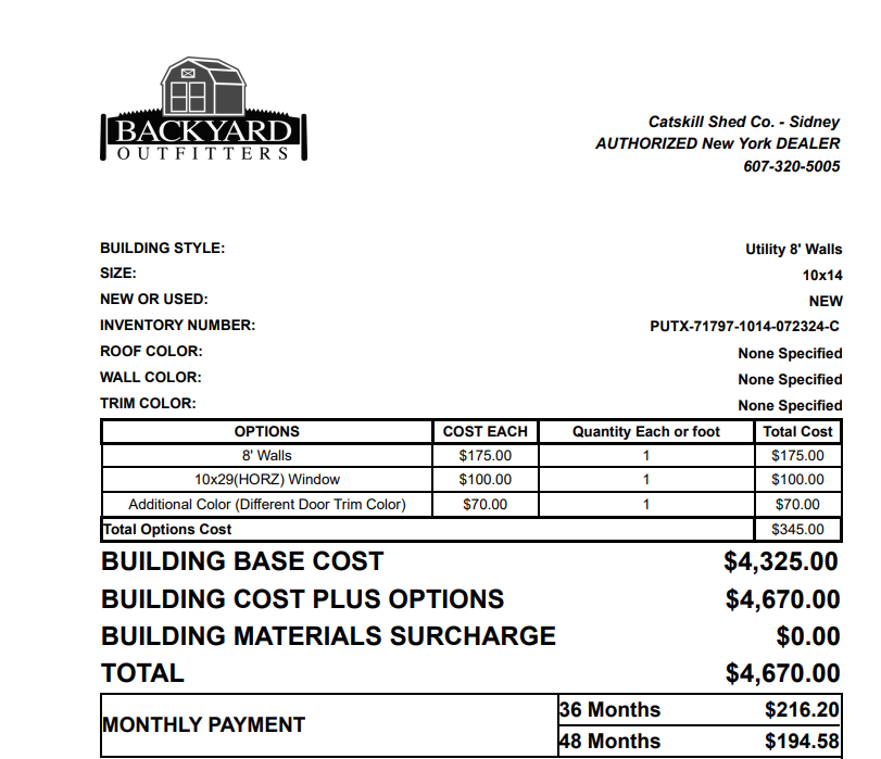 10x14 Utility Shed 71797