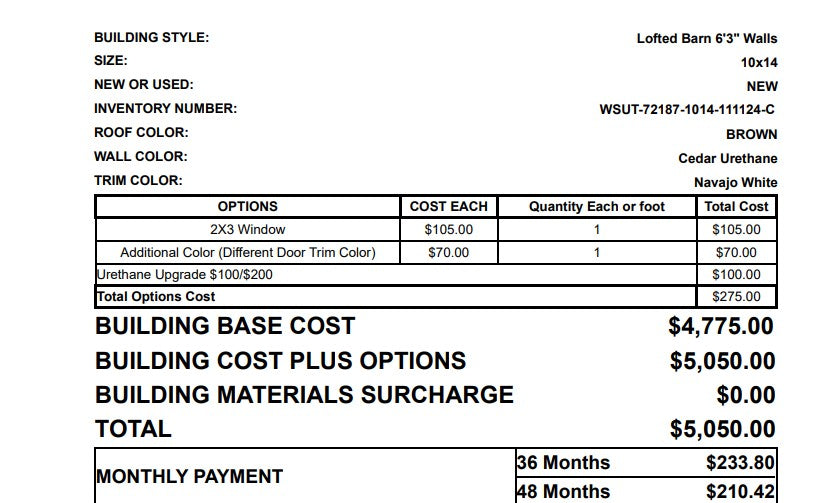 10x14 Side Utility 72187