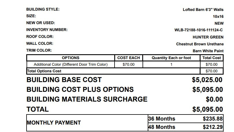 10x16 Lofted Barn 72188