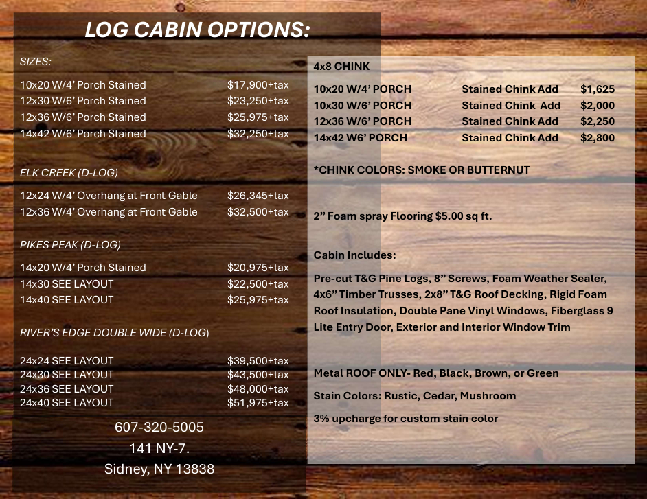 Stoney Creek Cabins- Catskill Sheds