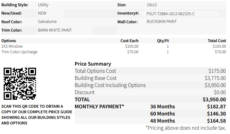 10x12 Utility 72884