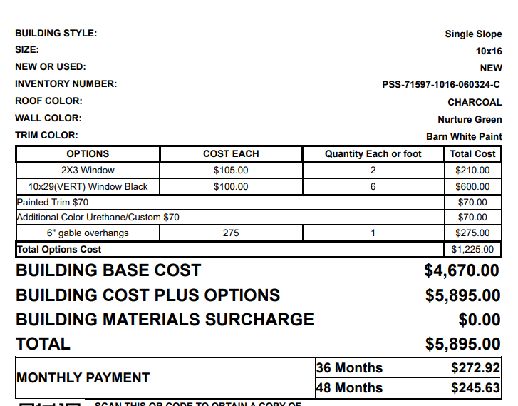 10x16 Sloped Shed 71597