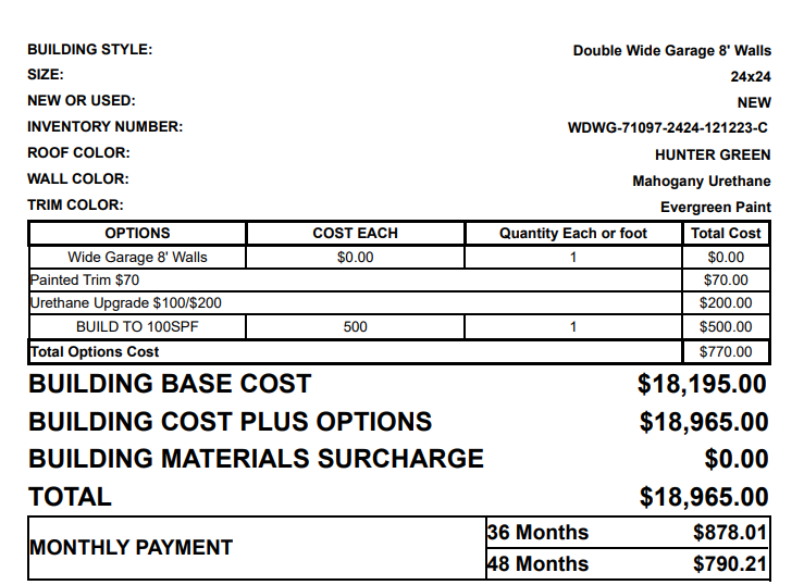 Doublewide Garage 71097