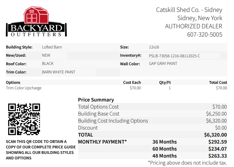 12x16 Lofted Barn 73058