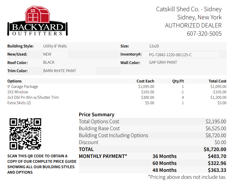 12x20 Utility Garage 72842
