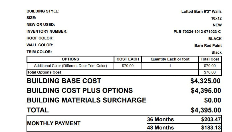 10x12 lofted barn 70324