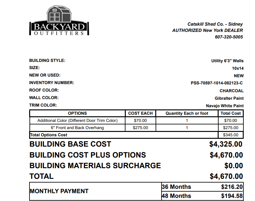 10x14 Sloped Shed 70597