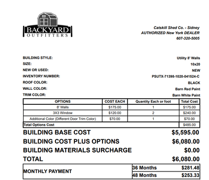 10x20 Side Utility Shed 71398