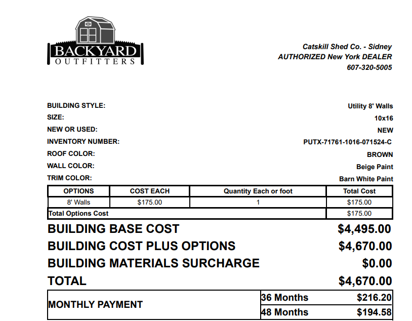 10x16 Utility Shed 71761