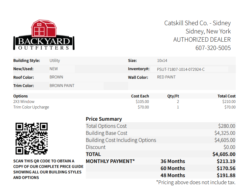 10x14 Side Utility 71807