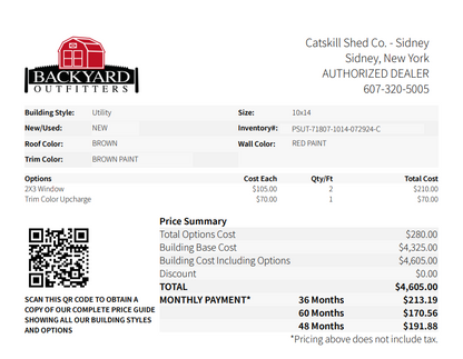 10x14 Side Utility 71807