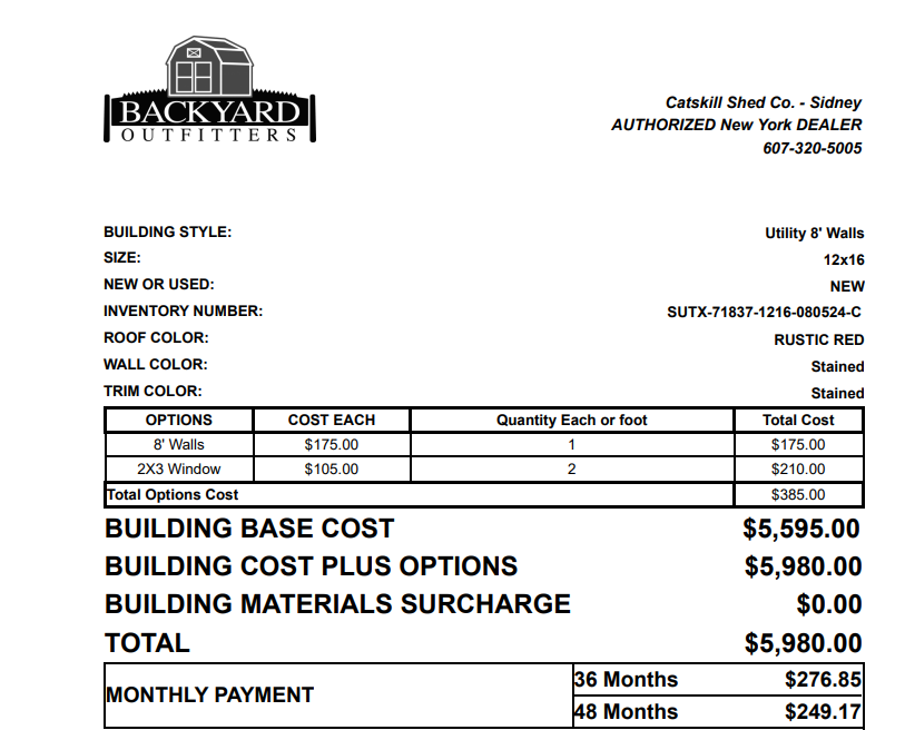 12x16 Side Utility 71837