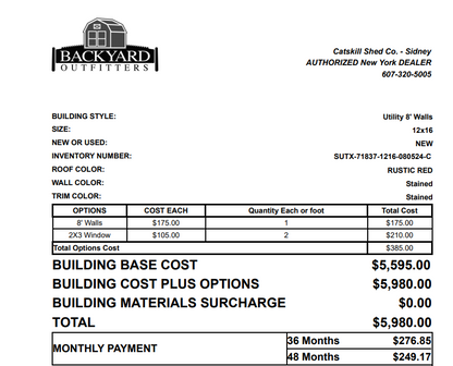 12x16 Side Utility 71837