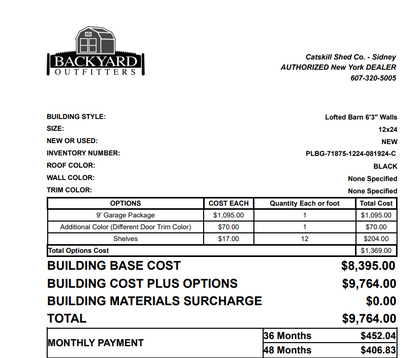 12x24 Lofted Garage 71875