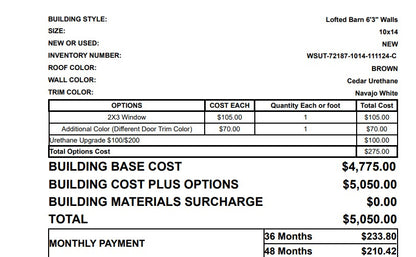 10x14 Side Utility 72187