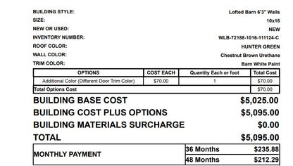 10x16 Lofted Barn 72188