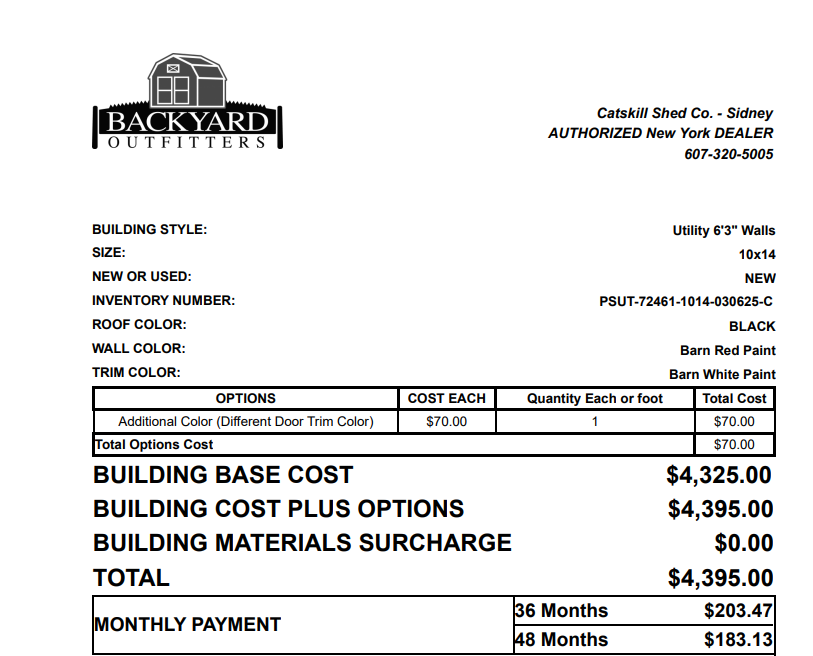 10x14 Side Utility 72461