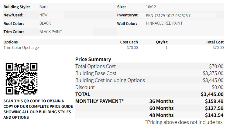 10x12 Mini Barn 73129