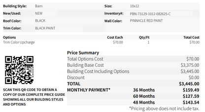 10x12 Mini Barn 73129