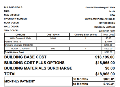 Doublewide Garage 71097