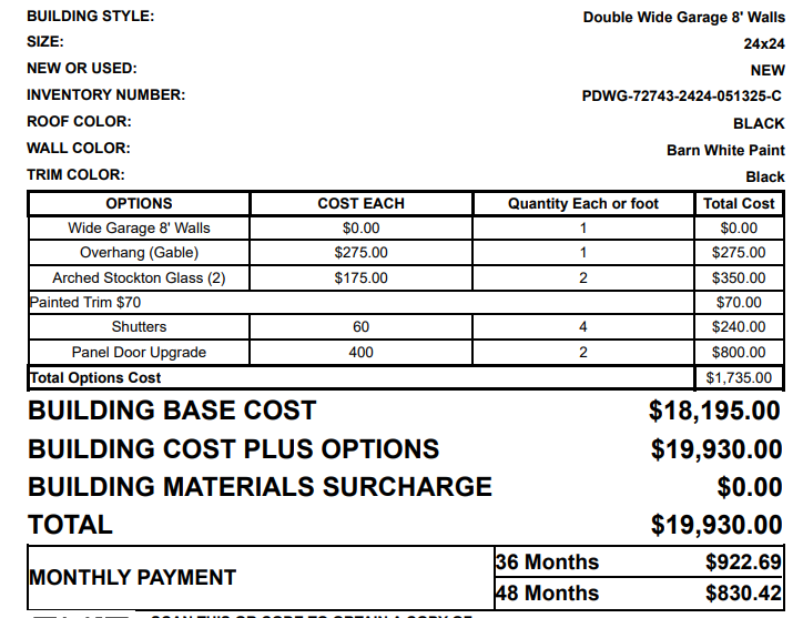 24x24 Doublewide 72743