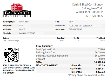 12x16 Lofted Barn 73058