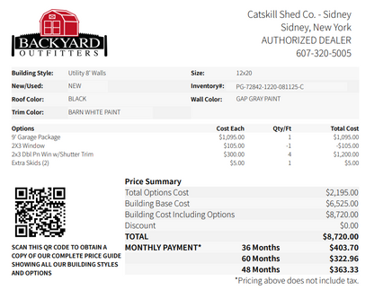 12x20 Utility Garage 72842